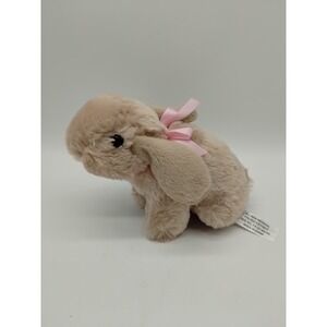 Hobby Lobby Bunny Rabbit Plush Tan Small Pink Bow Toy Easter Hard Eyes